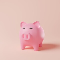 3D rendering pink piggy bank on background. Money savings, Charity concept