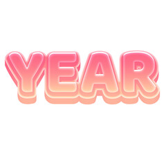 Year Cute 3D Text Pastel Color