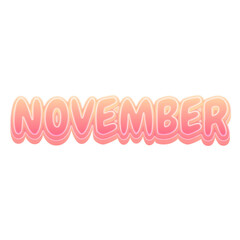 November Cute 3D Text Pastel Color