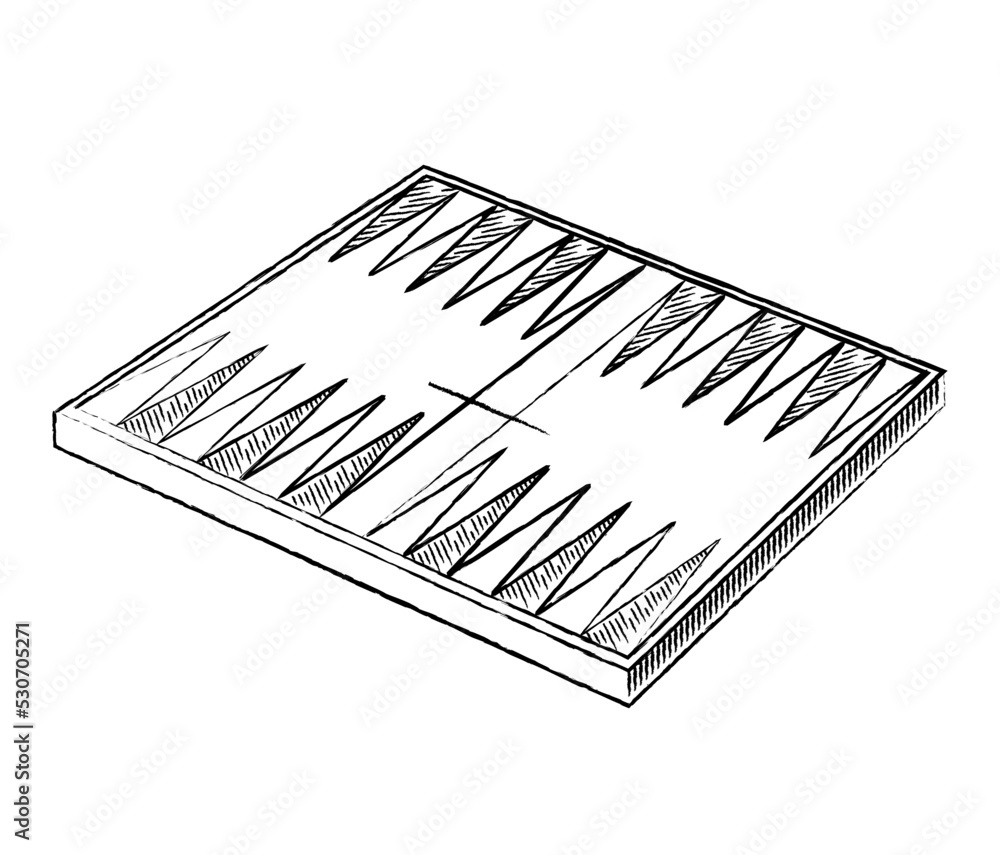 Aufkleber hand drawn board game element. linear icon with wooden backgammon field. interesting entertainment. 