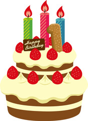 Birthday cake illustration ( for 1 year old ) / png
