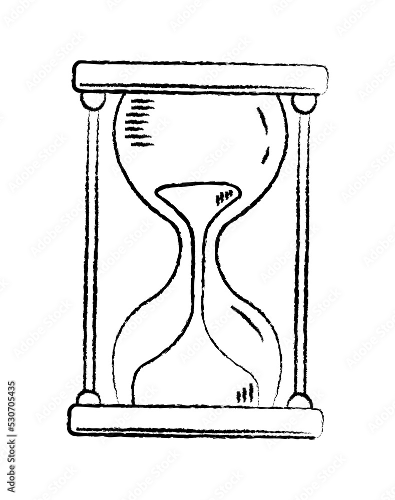 Aufkleber hand drawn board game element. linear icon with hourglass to measure time. for games, entertainment 