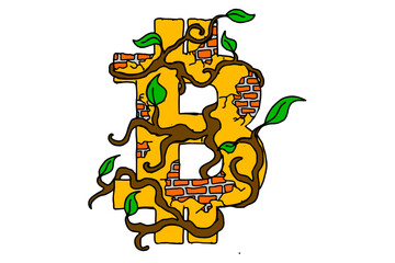 Bitcoin With Vines Theme Vector