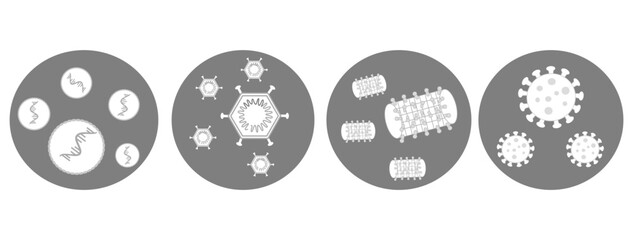 The vaccine icons that represent in 4 types : mRNA, Viral vector, Protein subunits and inactivated viral