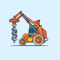 Flat design Tractor, excavator collection vehicle cartoon. building transportation isolated