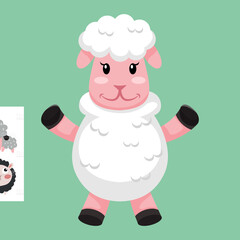 Cute Sheep Design Character Illustration