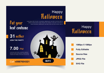 Halloween party social media post design