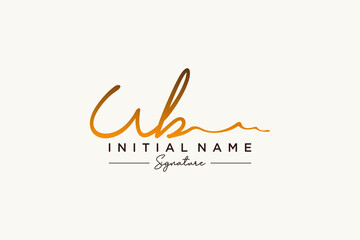 Initial UB signature logo template vector. Hand drawn Calligraphy lettering Vector illustration.