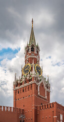 Fototapeta na wymiar Spasskaya Tower of Moscow Kremlin on Red Square, Russia