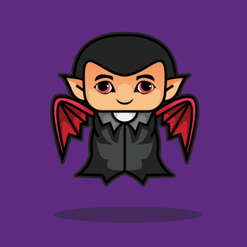 vampire cartoon character with wings and red eyes