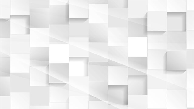 Abstract tech background with grey white glossy mosaic squares