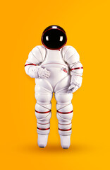Space suits isolated on yellow background. Elements of this image furnished by NASA.