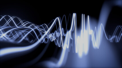 Data Transfer Concept. Blue, Futuristic Digital Style. 3D Render.