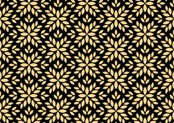 Fototapeta premium Flower geometric pattern. Seamless vector background. Gold and black ornament