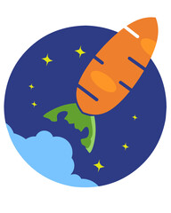 Cute carrot rocket and moon logo