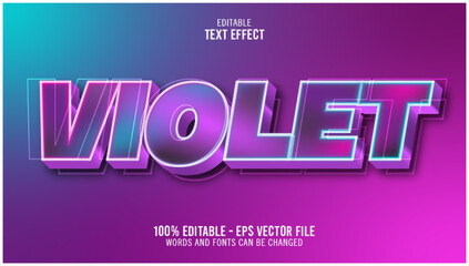 3D Violet Editable Text Effect Template For Illustrator