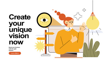 Female teacher give a lecture, online learning. School teacher video conference, training and courses. Lecturer distant teaching. Professor on computer screen. Woman instructor teaching vector