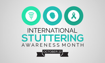 International Stuttering awareness month is observed every year on October 22, banner, poster, card and background design.