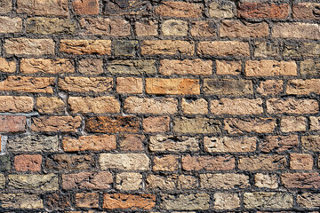 Background from an old wall made of red clinker bricks