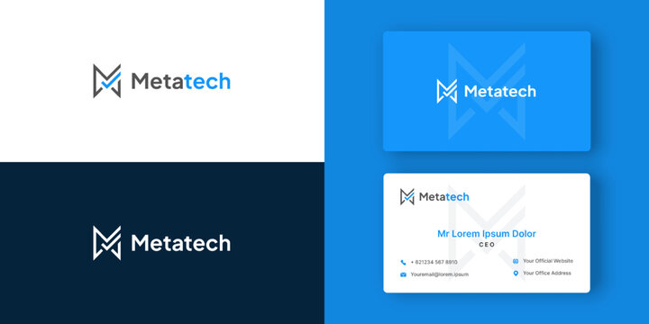 Leter M modern metatech technology logo template
