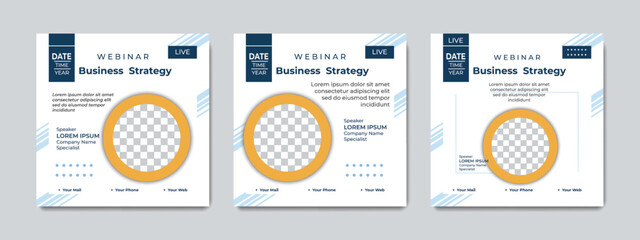 Modern social media post templates with simple blue colors. Suitable for health webinars, health poster, business webinar, online classes and other online seminars