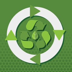 Green Recycled Signs Vector Illustrartion