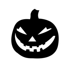 pumpkin for halloween icon, sinister smile, simple vector silhouette isolated on white