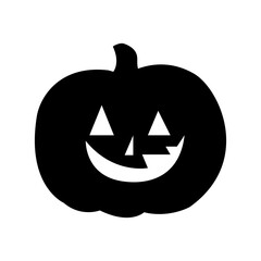 pumpkin for halloween icon, sinister smile, simple vector silhouette isolated on white