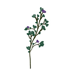 Minimal Leaf With Purple Floral Decoration's Watercolor Clipart