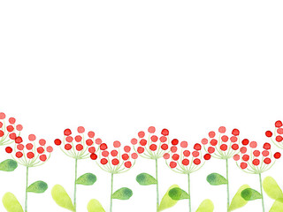 水彩で描いた赤い花