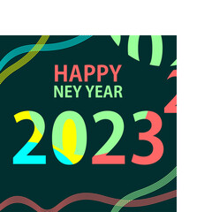 HAPPY NEW YEAR 2023 TEXTURED VECTOR LOGO WITH COLORS COMBINATIONS