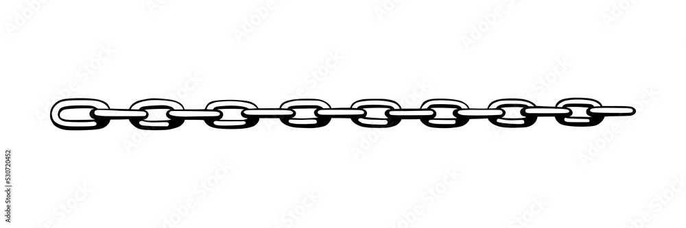 Poster chain as symbol of unity and cooperation. sketch of metal chains. vector illustration isolated in wh