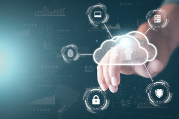 Businessmen who use the cloud to Log into cyberspace through secure online technology and password protection and authentication to verify your privacy. Access to cybersecurity information