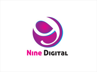 Nine Digital 3D Number Nine Logo