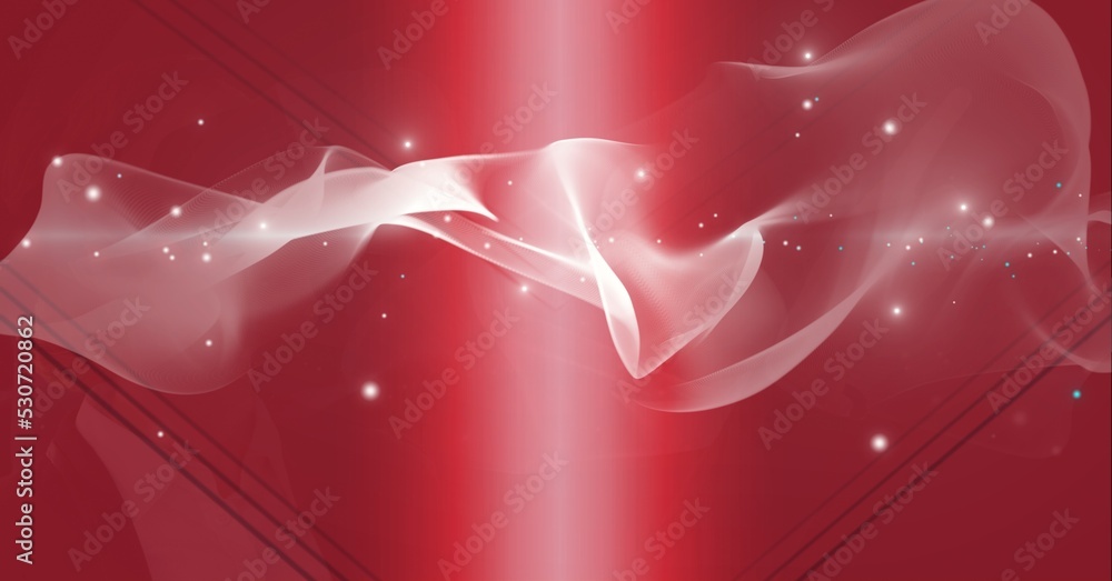Aufkleber composition of mesh of network of connections on red background