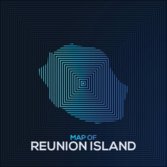 Modern Rectangular Map of Reunion Island. Reunion Island vector map illustration. The blue color elegant looks vector map of Reunion Island.