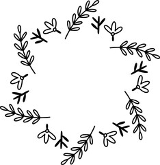 Obraz premium Hand Drawn leaf circle frame illustration
