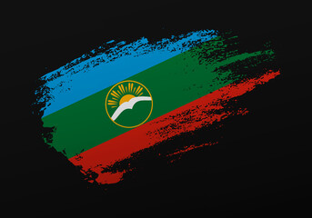 Abstract creative patriotic hand painted stain brush flag of Karachay-Cherkessia on black background