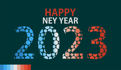 HAPPY NEW YEAR 2023 TEXTURED VECTOR LOGO WITH COLORS COMBINATIONS