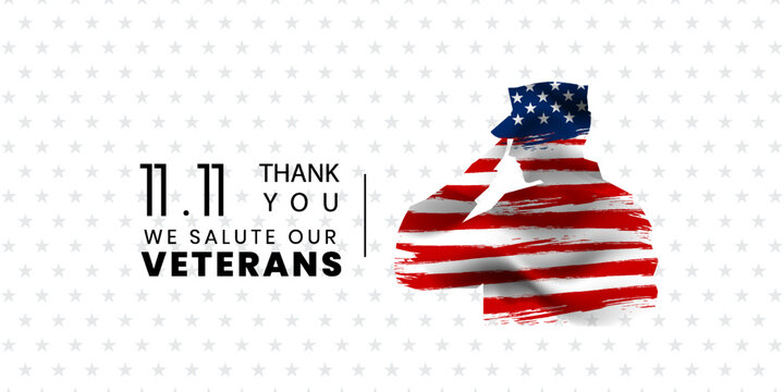 Veterans day poster. Veteran's day illustration with american flag, 11th November, Vector illustration 