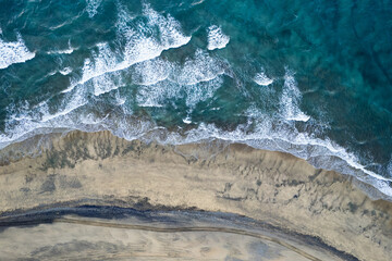 Maspalomas dunes seen from above, patterns in the sand, drone photography, Gran Canaria, Spain