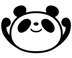 シンプルパンダ顔アイコン　やる気元気ポーズ