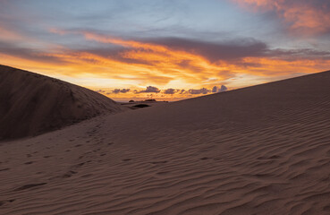 Obraz na płótnie Canvas Maspalomas Dunes photographed at sunrise golden hour. Gran Canaria, Spain
