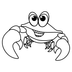 Cute crab cartoon coloring page illustration vector. For kids coloring book.