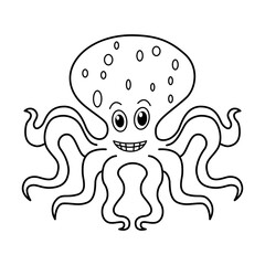 Cute octopus cartoon coloring page illustration vector. For kids coloring book.