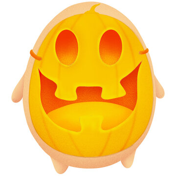 Character egg Put on a Halloween Pumpkin Mask