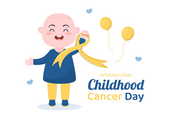 International Childhood Cancer Day Hand Drawn Cartoon Illustration on February 15 for Raising Funds, Promoting the Prevention and Express Support