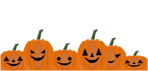 ハロウィンのたくさんのかぼちゃの背景。ハロウィーンのかわいい素材。ベクターイラスト