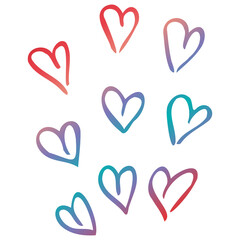 Rainbow simple doodle heart. Transparent PNG clipart for design
