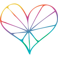 Naklejka premium Rainbow simple doodle heart. Transparent PNG clipart for design